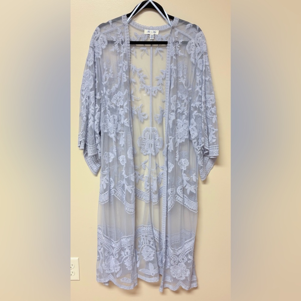 She + Sky Light Purple Lace Duster